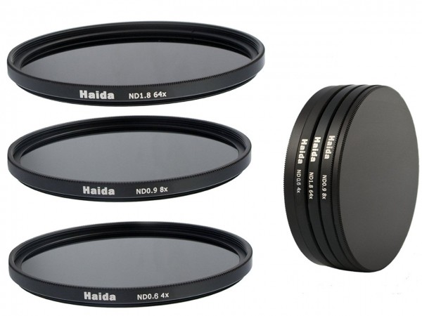 Haida ND Graufilterset ND2x, ND4x, ND8x, + Stack Cap